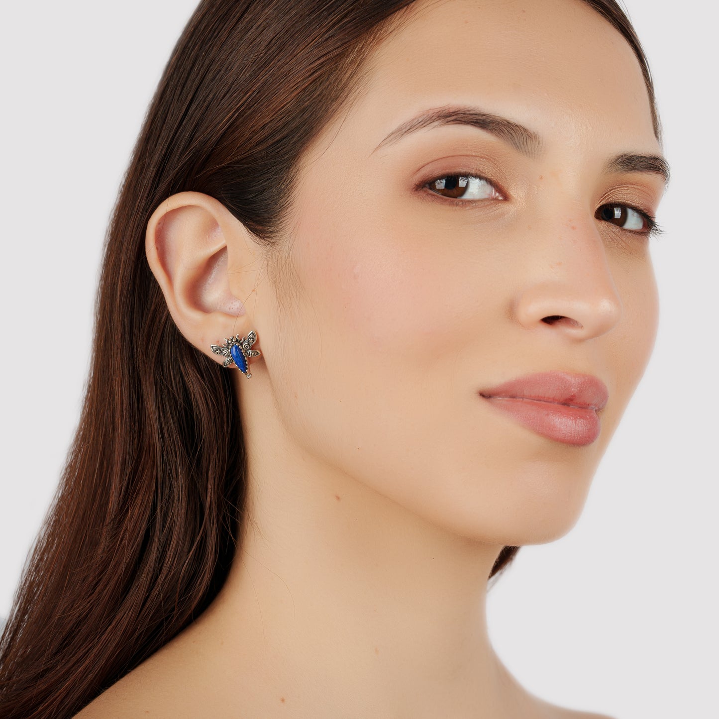 Sterling Silver Lapis Dragonfly Stud Earrings