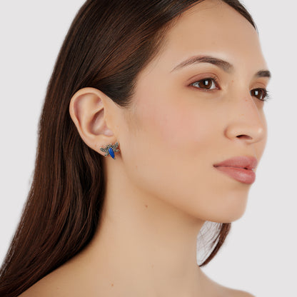 Sterling Silver Lapis Dragonfly Stud Earrings