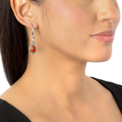 EXCLUSIVELY OURS! Sterling Silver Red Onyx Crossed Arrow Drop and Dangle Earrings
