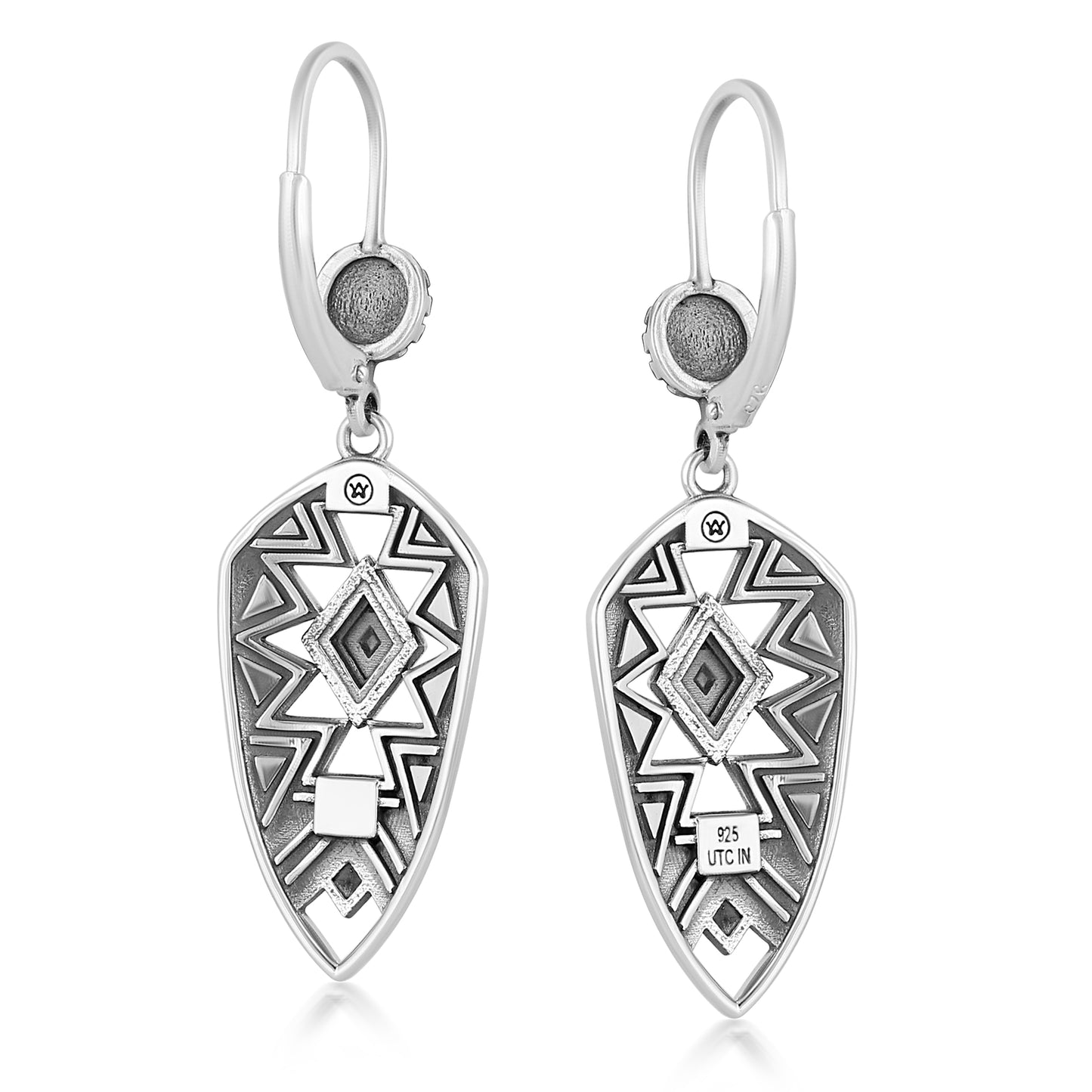 Sterling Silver Patterned Lever Back Earrings