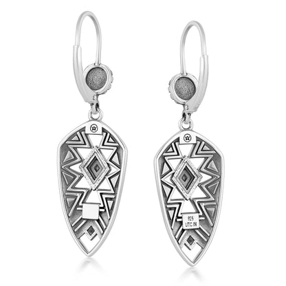 Sterling Silver Patterned Lever Back Earrings