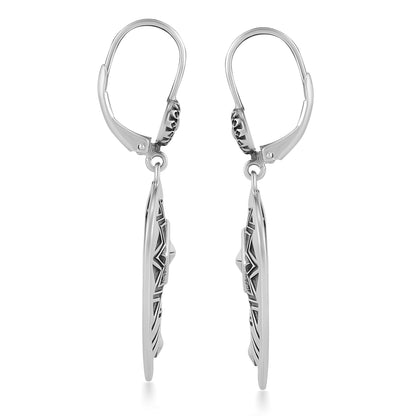 Sterling Silver Patterned Lever Back Earrings