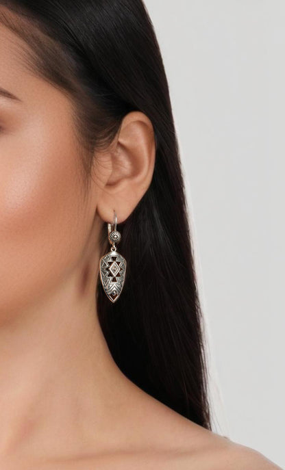 Sterling Silver Patterned Lever Back Earrings