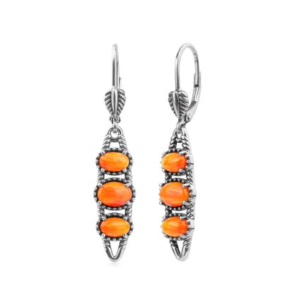 EXCLUSIVELY OURS! Sterling Silver Orange Spiny Oyster Friendship Lever Back Dangle Earrings