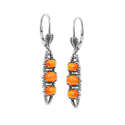 EXCLUSIVELY OURS! Sterling Silver Orange Spiny Oyster Friendship Lever Back Dangle Earrings