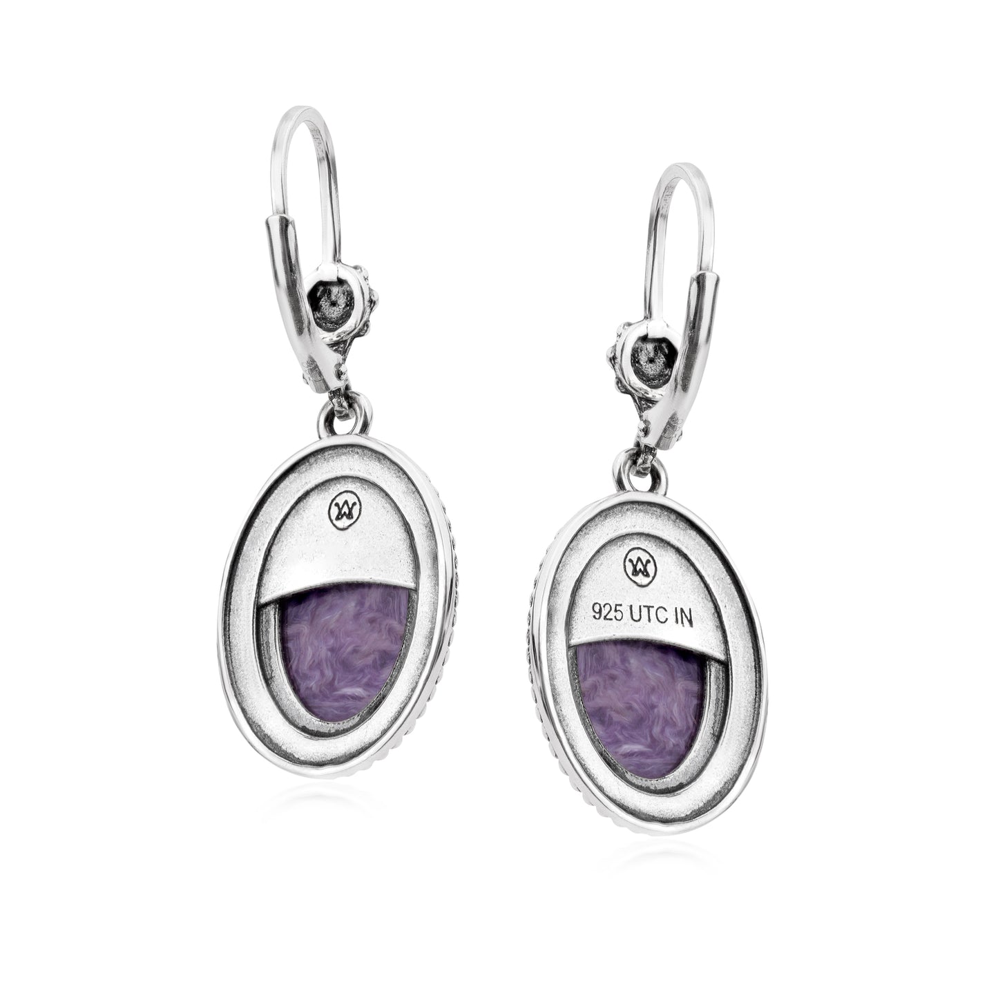 EXCLUSIVELY OURS! Sterling Silver Charoite Oval Drop Lever Back Earrings