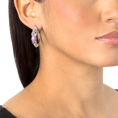 EXCLUSIVELY OURS! Sterling Silver Phosphosiderite Vine and Leaf Hoop Earrings