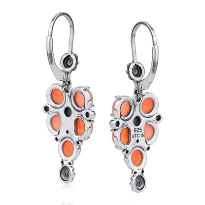 EXCLUSIVELY OURS! Sterling Silver Orange Spiny Oyster Concha Cluster Lever Back Earrings