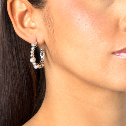 Sterling Silver Blue Lace Agate 1.25 Inch Concha Hoop Earrings