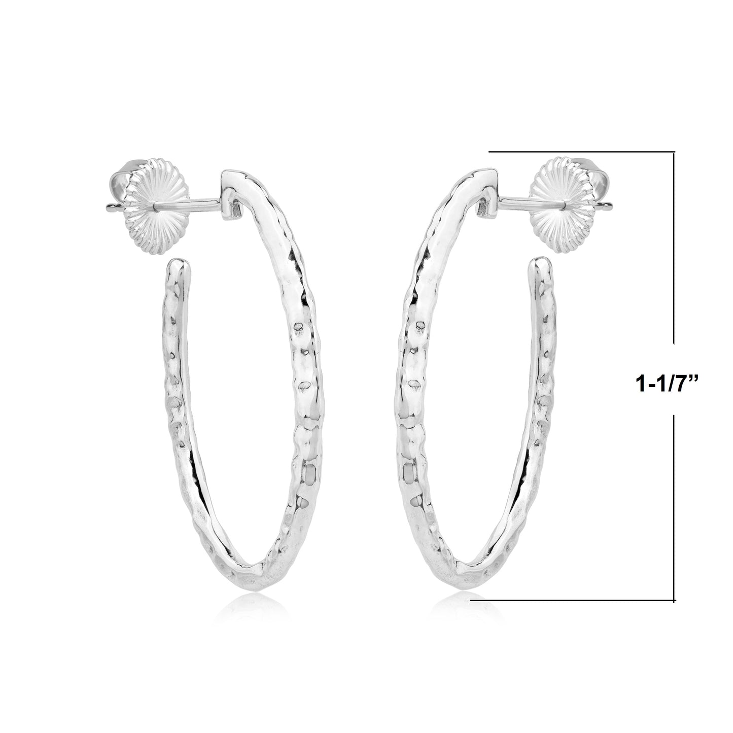 Sterling Silver 1 Inch Textured Oval Hoop Earrings