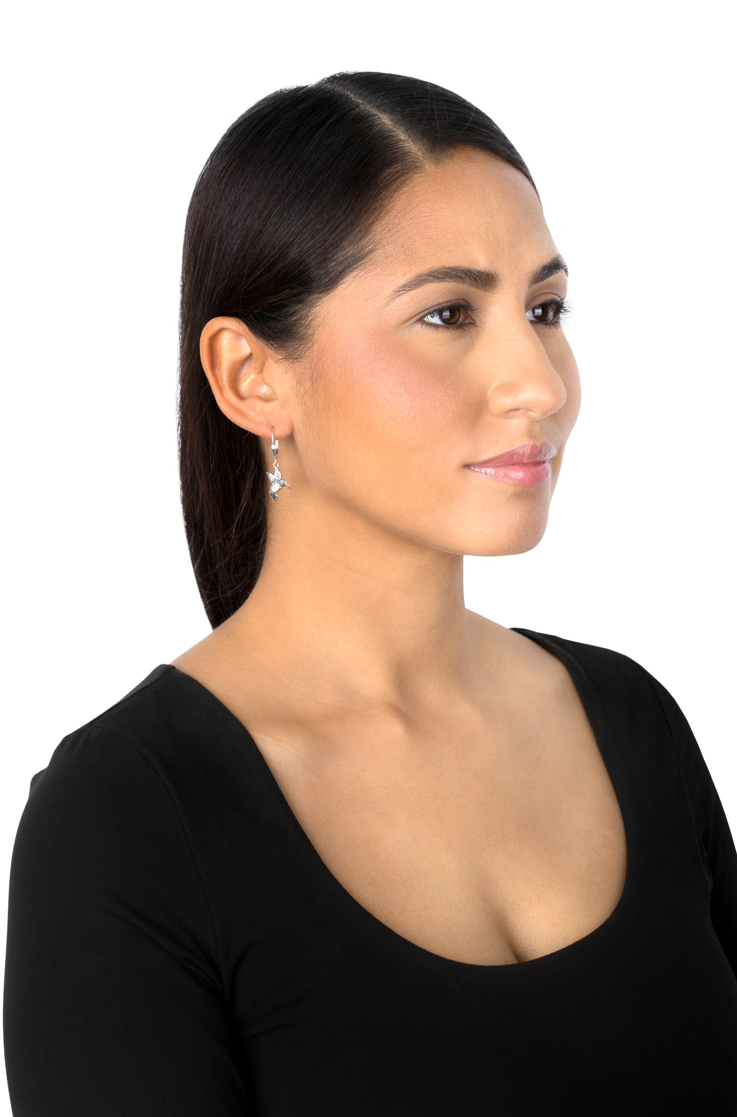 EXCLUSIVELY OURS! Sterling Silver White Mother of Pearl Hummingbird Dangle Earrings