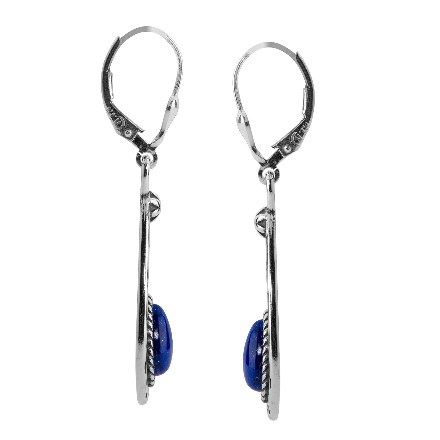 Sterling Silver Blue Lapis Gemstone Teardrop Earrings