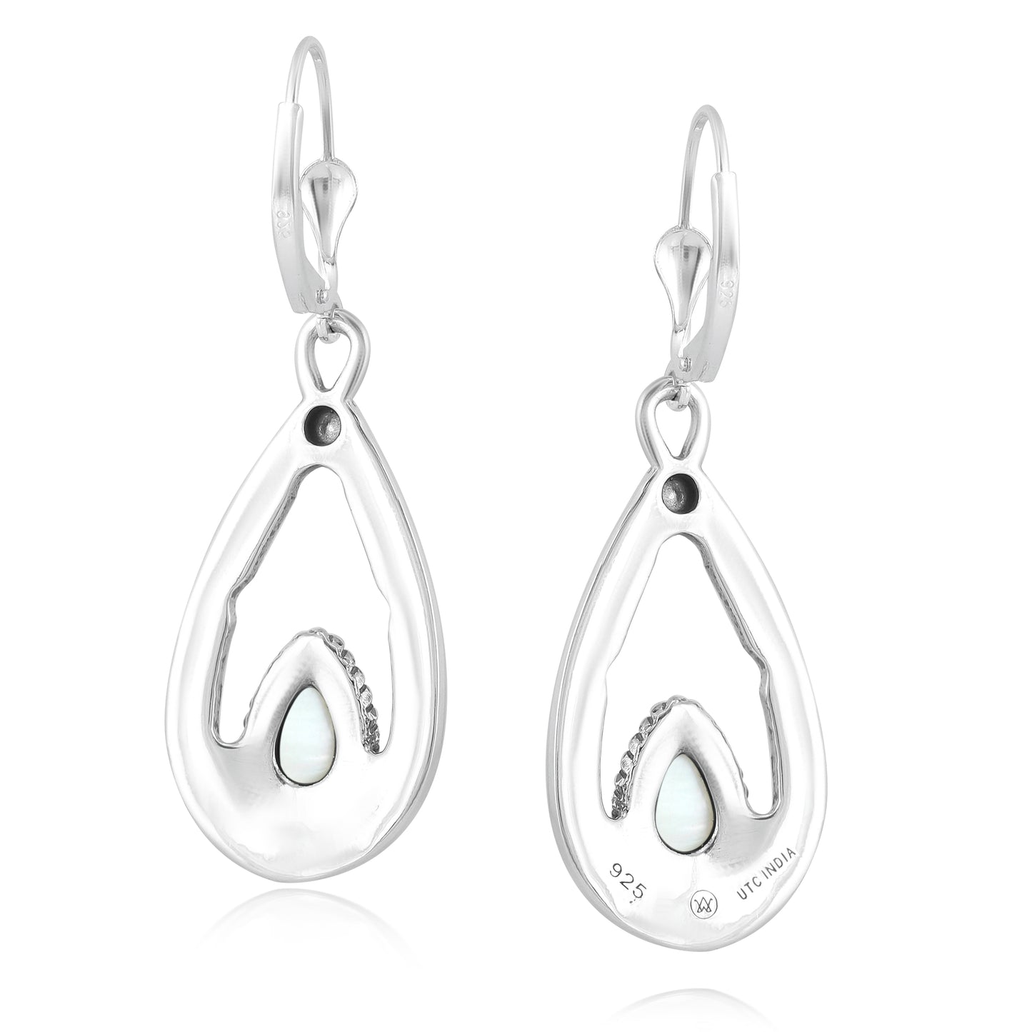 EXCLUSIVELY OURS! Sterling Silver White Mother of Pearl Pear Shaped Dangle Earrings