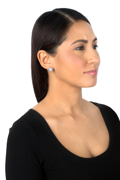 EXCLUSIVELY OURS! Sterling Silver Blue Lace Agate Leaf Button Earrings