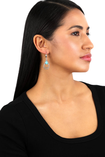 EXCLUSIVELY OURS! Sterling Silver Kingman Turquoise Lasso Love Knot Dangle Earrings