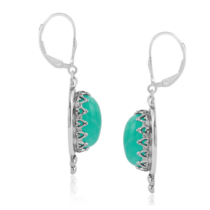 Amazonite Sterling Silver Crown Detail Lever Back Earring