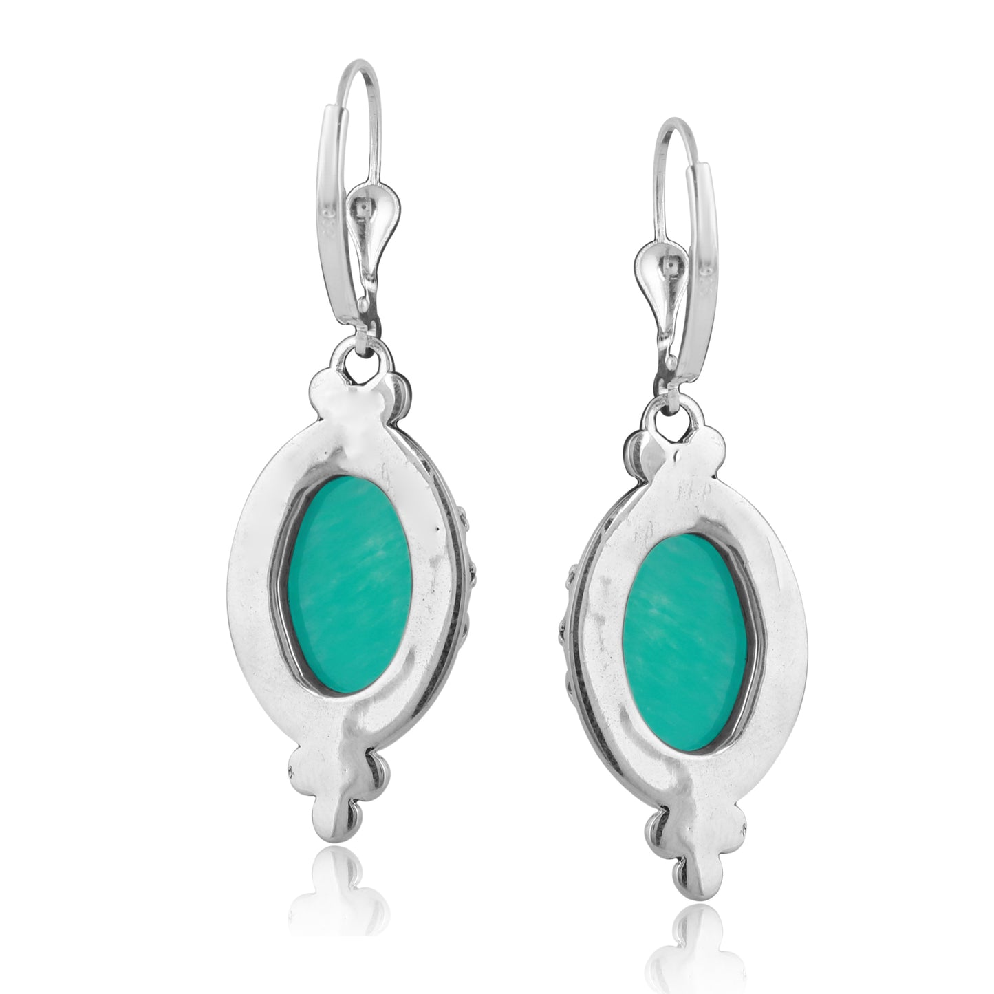 Amazonite Sterling Silver Crown Detail Lever Back Earring