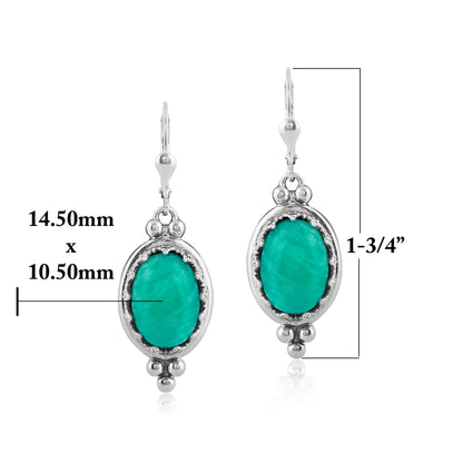 Amazonite Sterling Silver Crown Detail Lever Back Earring