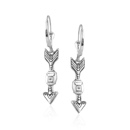 Sterling Silver Red Coral Gemstone Arrow Lever Back Earrings