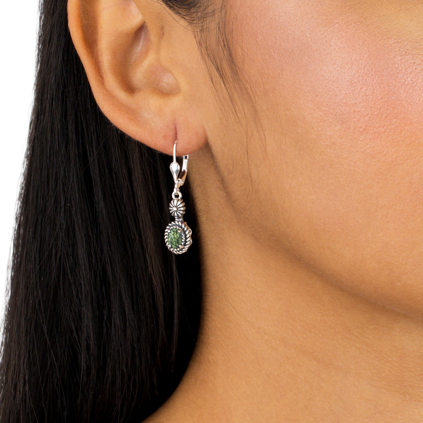 EXCLUSIVELY OURS! Sterling Silver Serpentine Floral and Rope Design Dangle Earrings