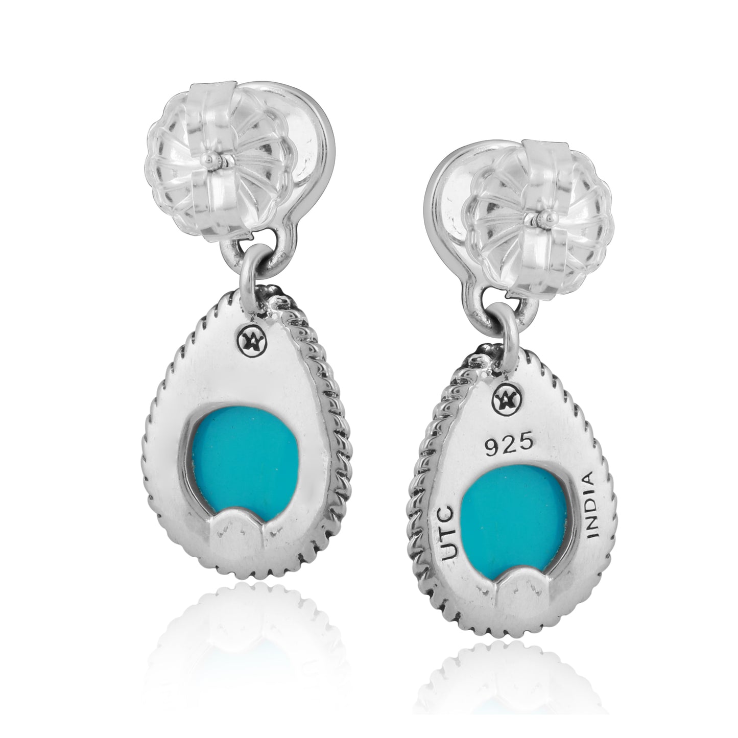 Sterling Silver Sleeping Beauty Turquoise Pear Drop Earrings