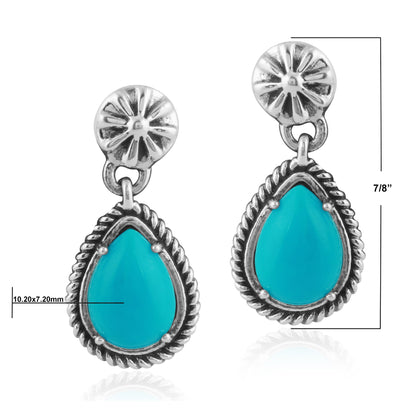 Sterling Silver Sleeping Beauty Turquoise Pear Drop Earrings