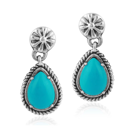 Sterling Silver Sleeping Beauty Turquoise Pear Drop Earrings