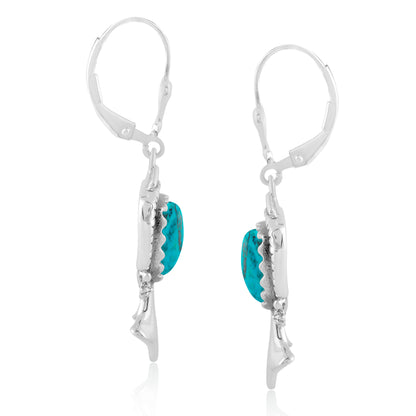 Sterling Silver Genuine Chrysocolla Squash Blossom Dangle Earrings