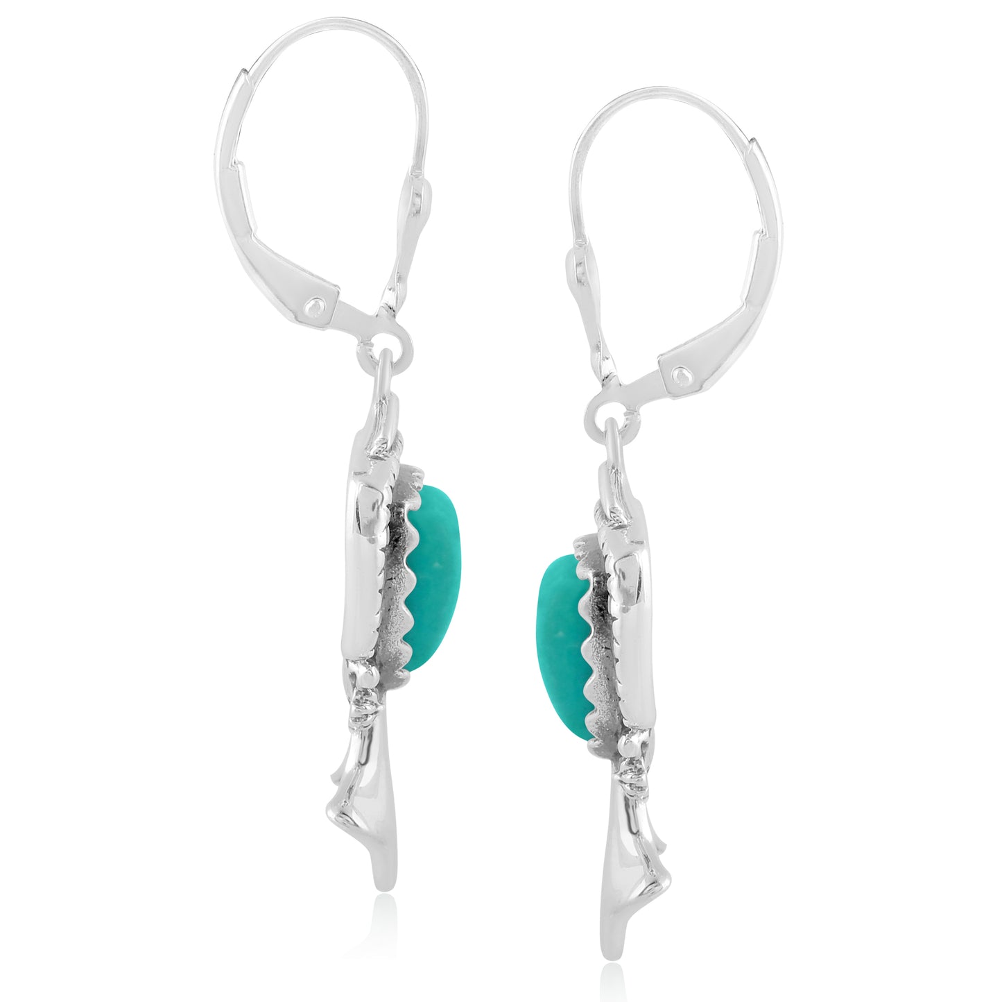 Sterling Silver Green Turquoise Arrowhead Gemstone Squash Blossom Dangle Earrings