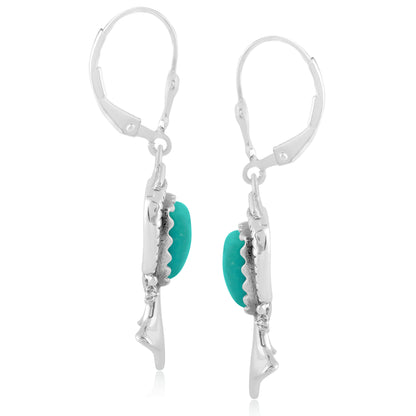 Sterling Silver Green Turquoise Arrowhead Gemstone Squash Blossom Dangle Earrings