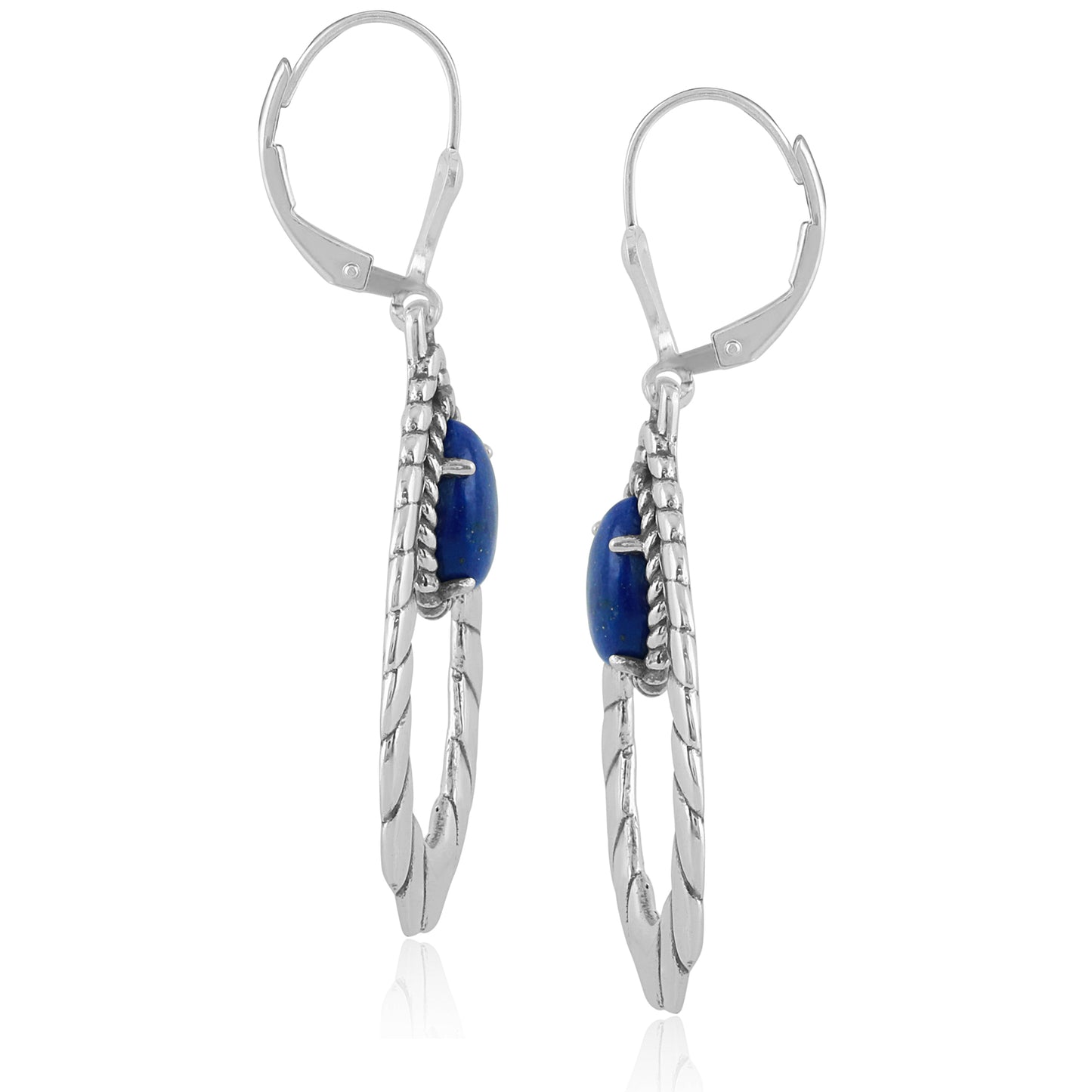 Sterling Silver Lapis Pear Shape Lever Back Dangle Earrings