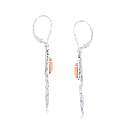 Sterling Silver Orange Spiny Oyster Rope Hoop Earrings