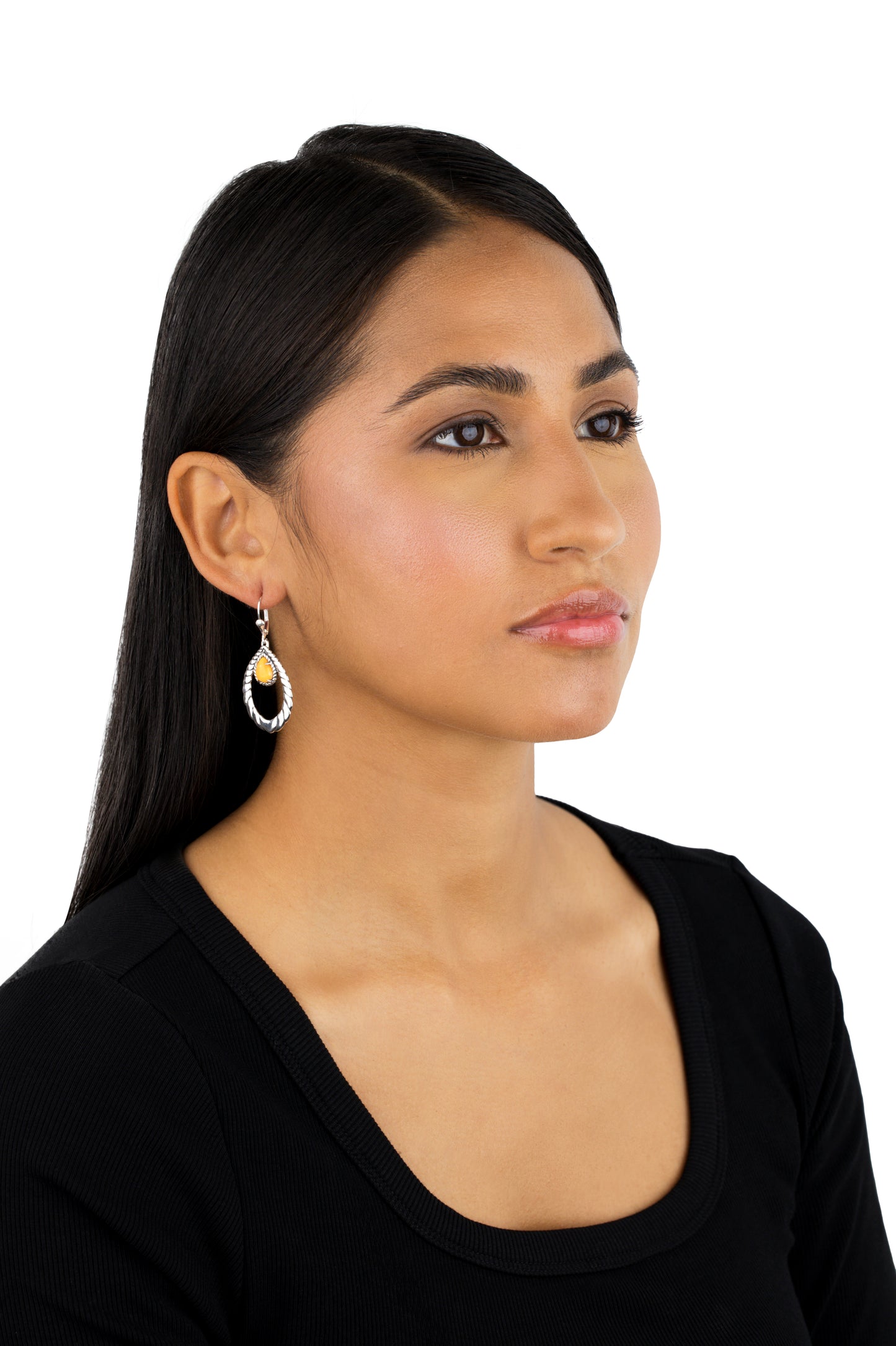 Sterling Silver Orange Spiny Oyster Rope Hoop Earrings