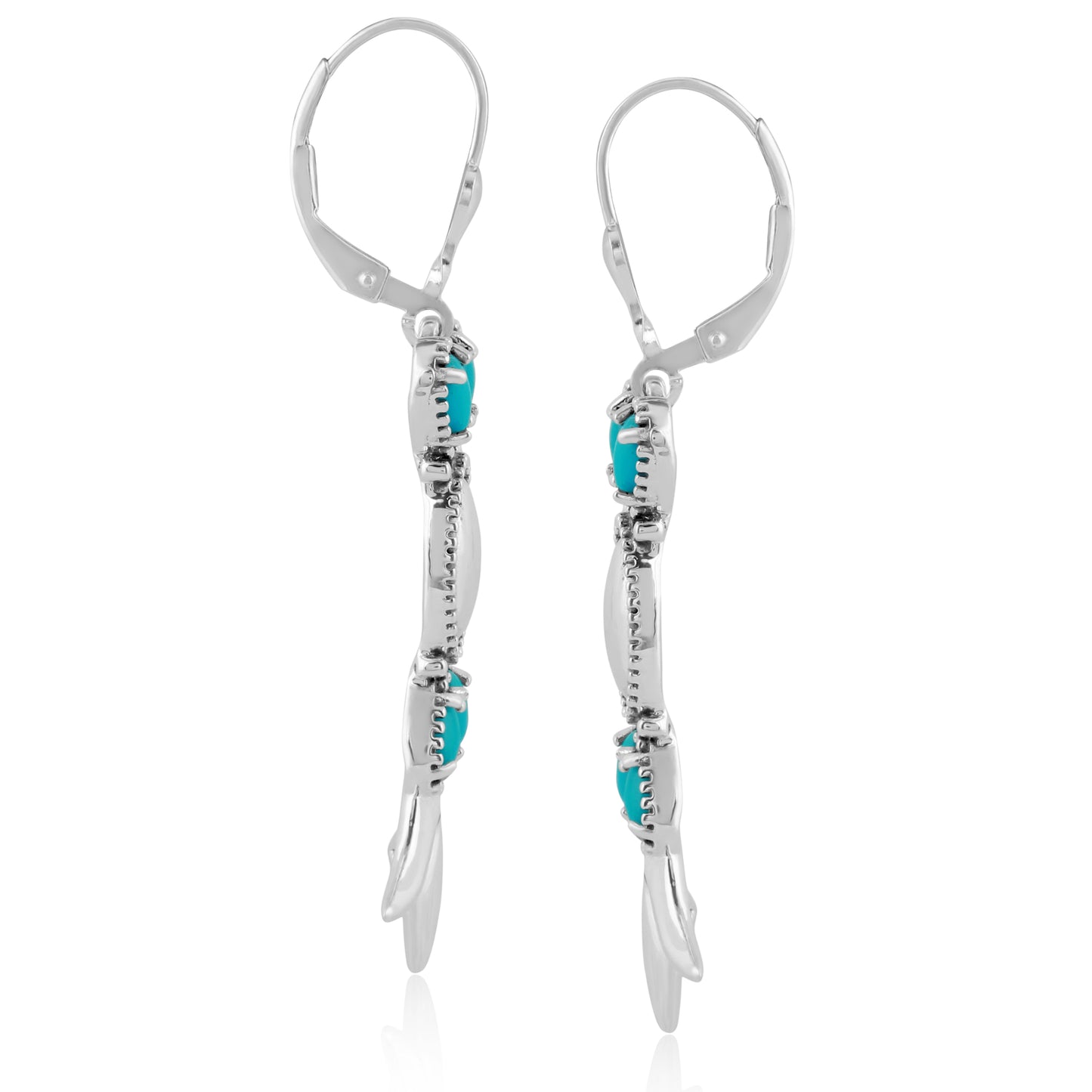 American West Genuine Gemstone Sterling Silver Lever Back Earrings