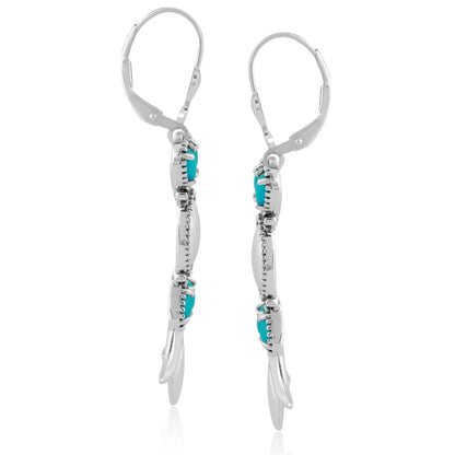 American West Genuine Gemstone Sterling Silver Lever Back Earrings