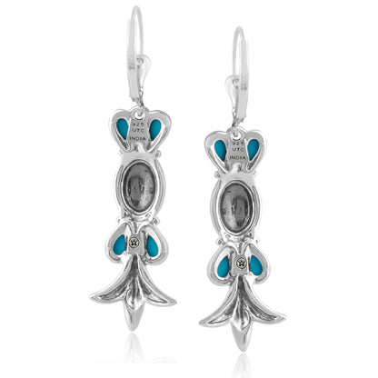 Turquoise Sterling Silver Lever Back Earrings