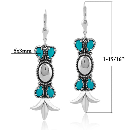 American West Genuine Gemstone Sterling Silver Lever Back Earrings