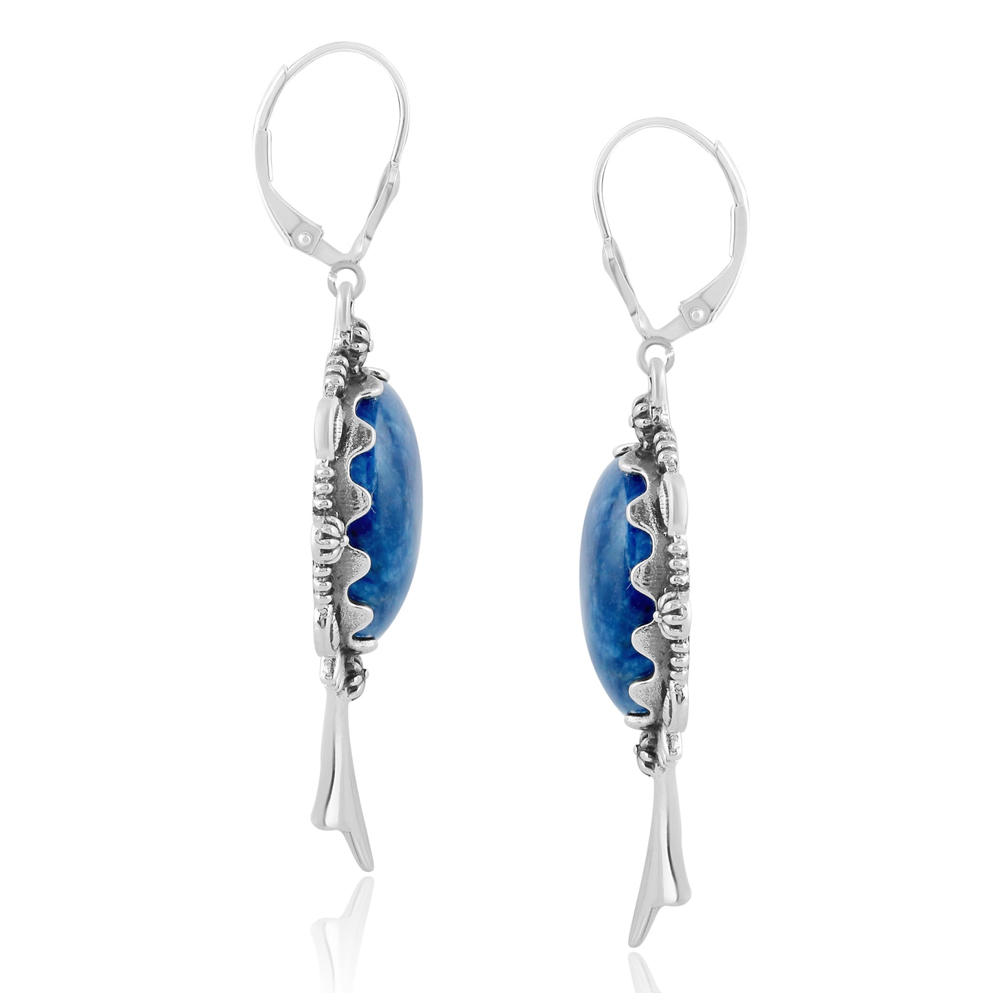 Sterling Silver Genuine Sodalite Dangle Earrings