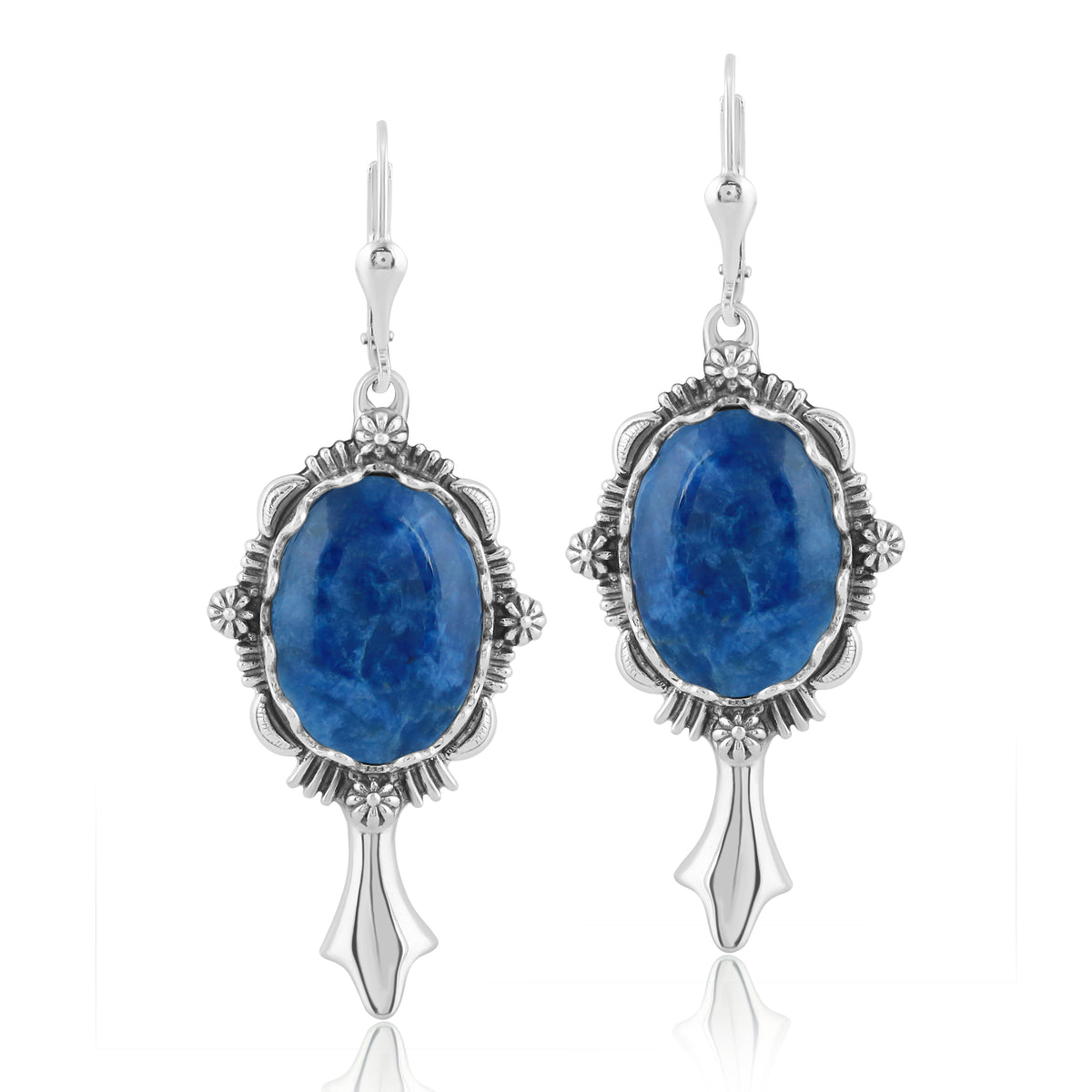 E2845-925XSD.jpg?v=1700580054&  Sodalite Earrings, Sterling Silver Hooks, Vintage Stock, Blue Gemstone Jewelry main image 0