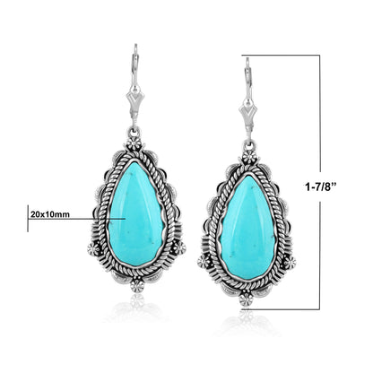 Sterling Silver Kingman Turquoise Pear-Shaped Dangle Earrings