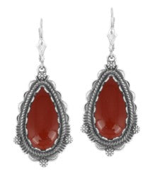 Sterling Silver Red Onyx Pear-Shaped Dangle Earrings