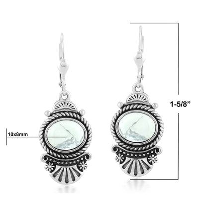Sterling Silver White Howlite Rope and Fan Design Dangle Earrings