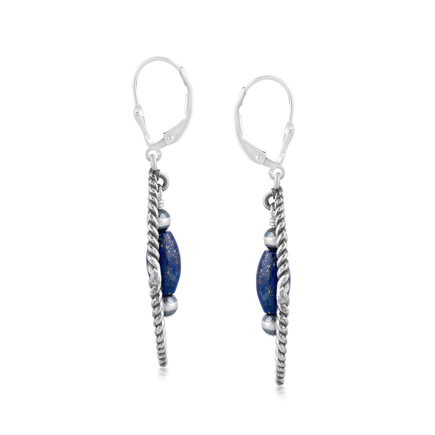 Sterling Silver Marquise Lapis Dangle Earrings