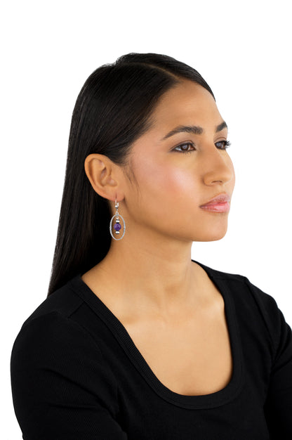 EXCLUSIVELY OURS! Southwestern Sterling Silver Rope and Charoite Bead Drop Earrings