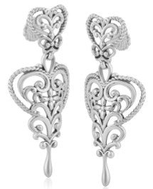 EXCLUSIVELY OURS! Sterling Silver Double Filigree Heart Drop Earrings