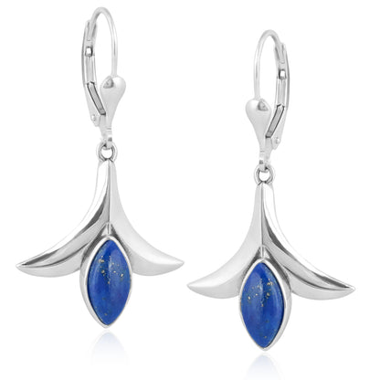 EXCLUSIVELY OURS! Sterling Silver Denim Lapis Gemstone Squash Blossom Earrings