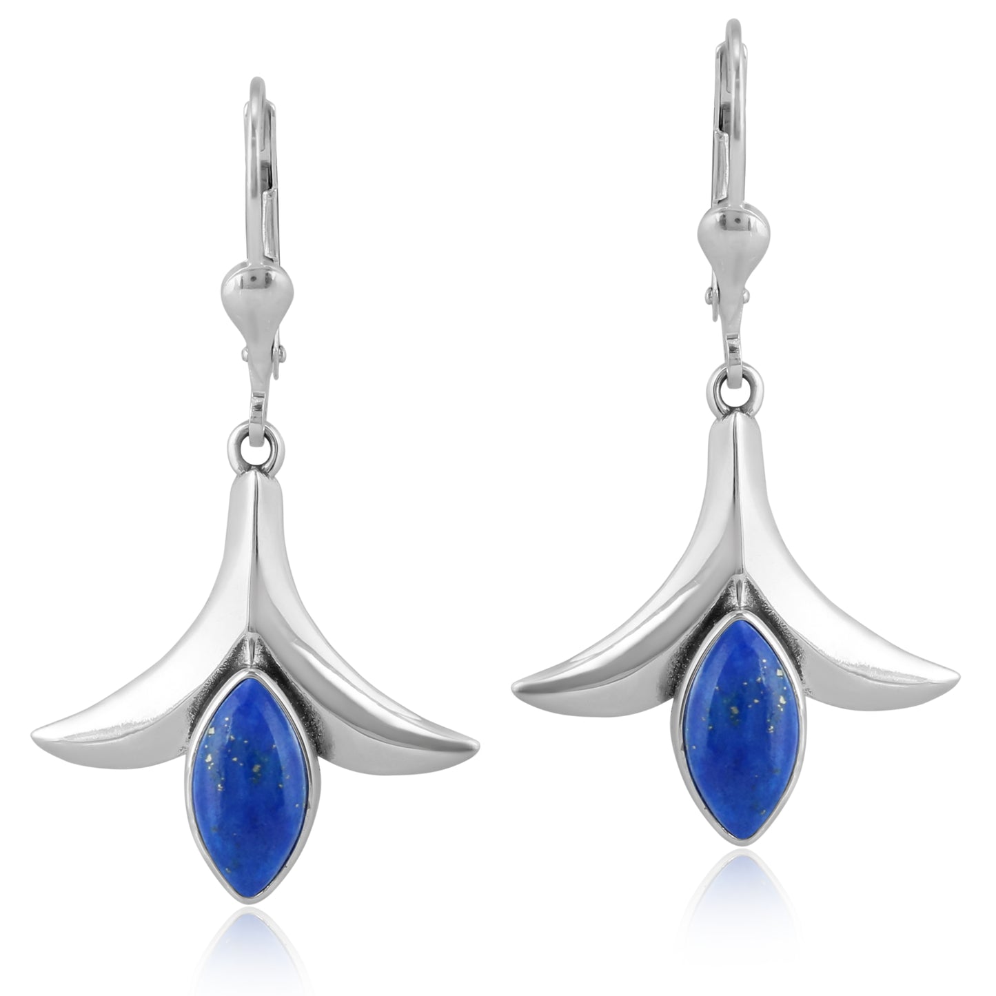 EXCLUSIVELY OURS! Sterling Silver Denim Lapis Gemstone Squash Blossom Earrings