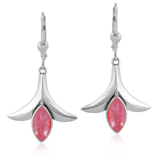 EXCLUSIVELY OURS! Sterling Silver Rhodonite Gemstone Squash Blossom Earrings