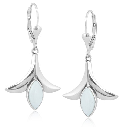 EXCLUSIVELY OURS! Sterling Silver White Agate Gemstone Squash Blossom Earrings