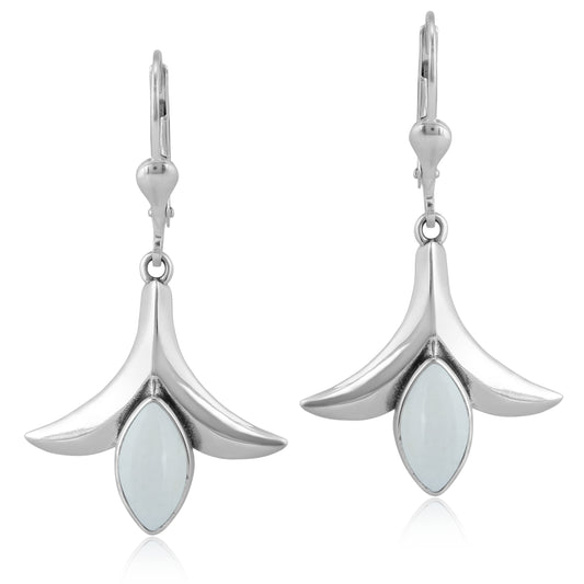 EXCLUSIVELY OURS! Sterling Silver White Agate Gemstone Squash Blossom Earrings
